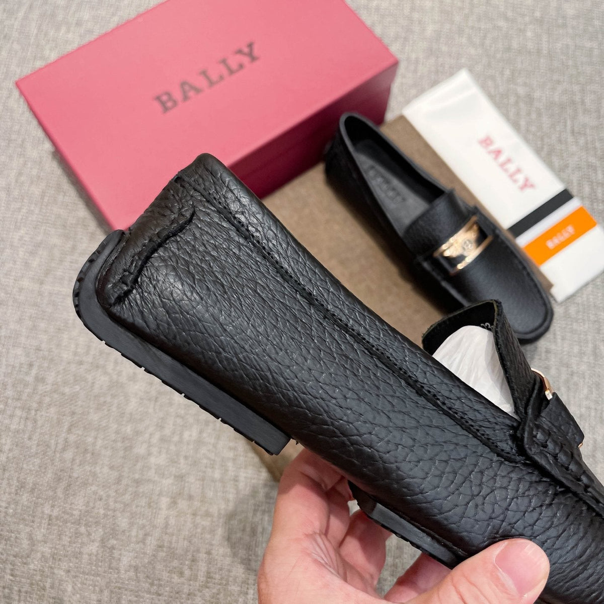 Bally Men's Black Textured Slip-On Loafers